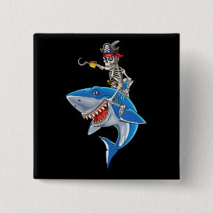 Skeleton Pirat Riding Shark Cute Boys Halloween Knapp