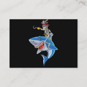 Skeleton Pirat Riding Shark Cute Boys Halloween Visitkort