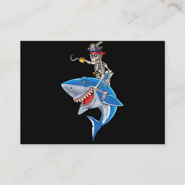 Skeleton Pirat Riding Shark Cute Boys Halloween Visitkort (Framsida)