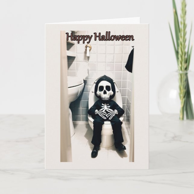 Skeleton Pit Stop Halloween-kort Kort (Framsida)