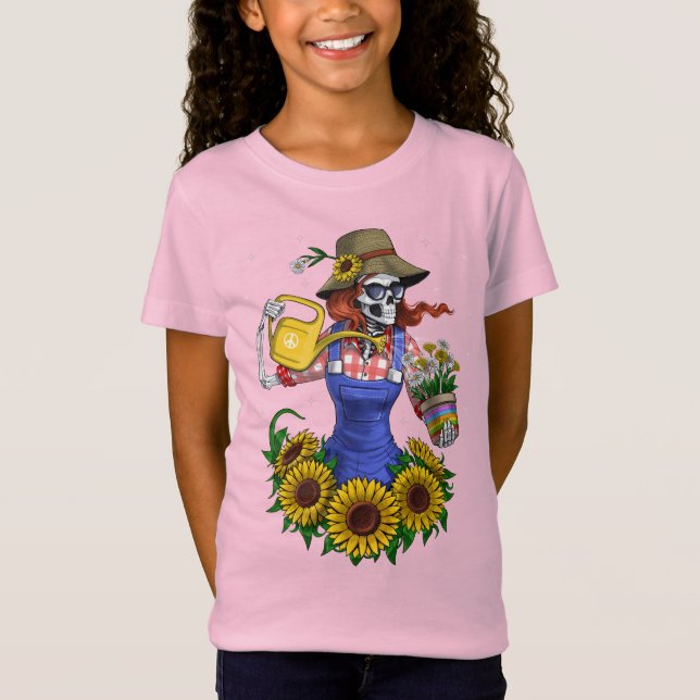Skeleton Plants Gardener T Shirt (Framsida)