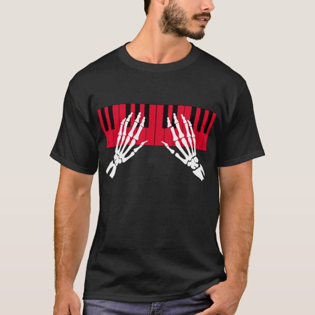 Skeleton play piano t shirt (Framsida)