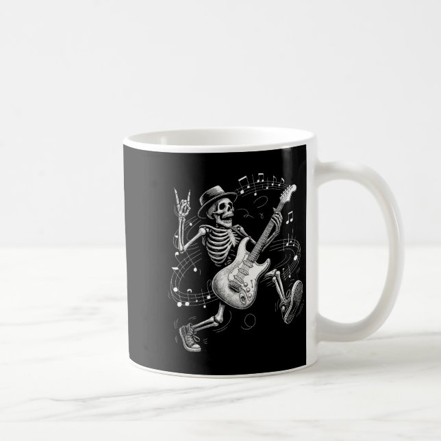 Skeleton Playing Guitar Music For Men Women Rock B Kaffemugg (Höger)
