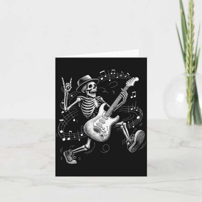 Skeleton Playing Guitar Music For Men Women Rock B Kort (Framsida)