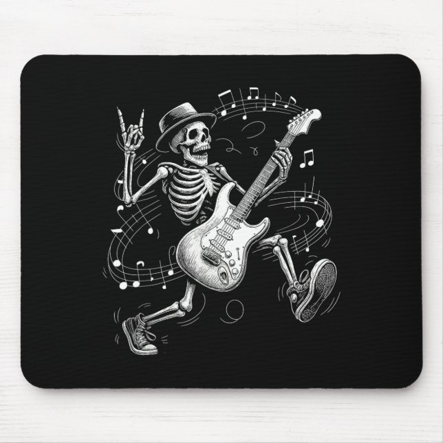 Skeleton Playing Guitar Music For Men Women Rock B Musmatta (Framsidan)