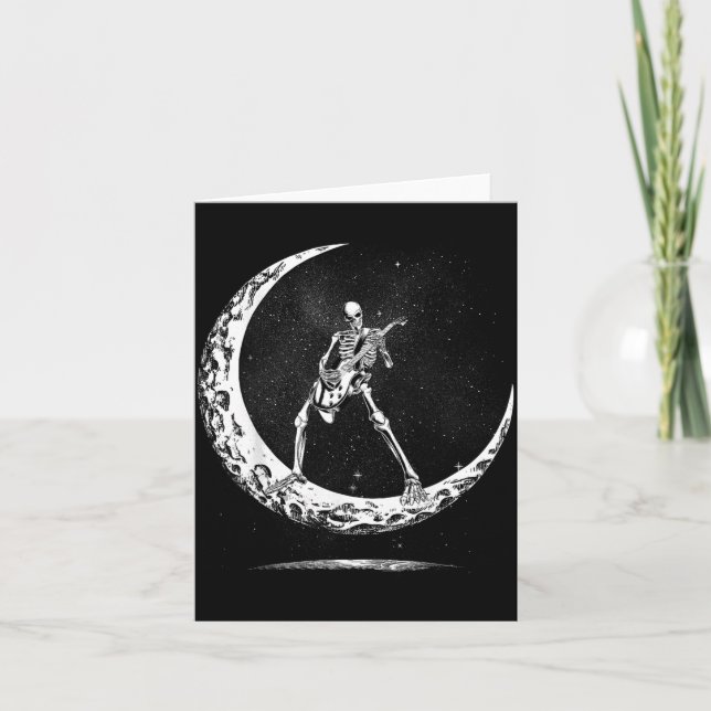 Skeleton Playing Guitar Rock And Roll Band For Men Kort (Framsida)