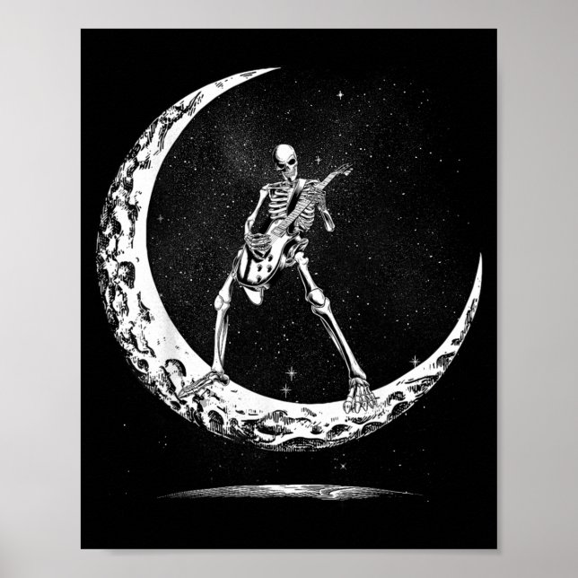 Skeleton Playing Guitar Rock And Roll Band For Men Poster (Framsidan)
