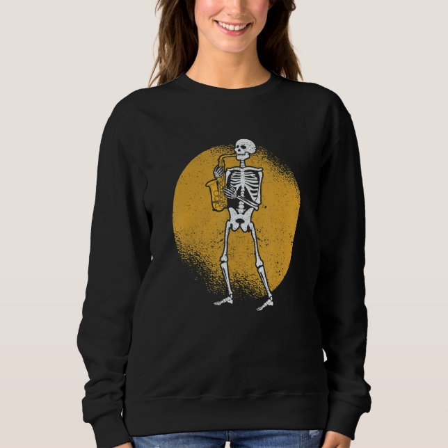 Skeleton Playing Saxophone Jazz Halloween Music Sp T Shirt (Framsida)