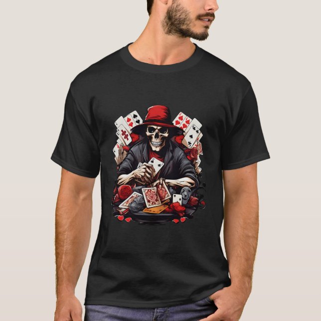 Skeleton Poker Design Poker T Shirt (Framsida)