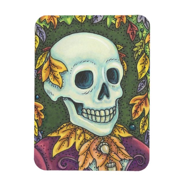 SKELETON PORTRÄTT, HALLOWEEN AUTUMN SKULL MAGNET (Vertikal)