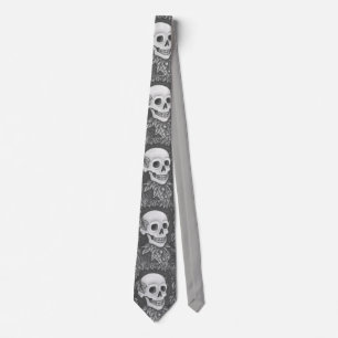 SKELETON PORTRÄTT, SKULL, HÖST LÖV NECK TIE SLIPS