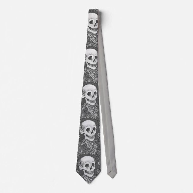 SKELETON PORTRÄTT, SKULL, HÖST LÖV NECK TIE SLIPS (Framsida)