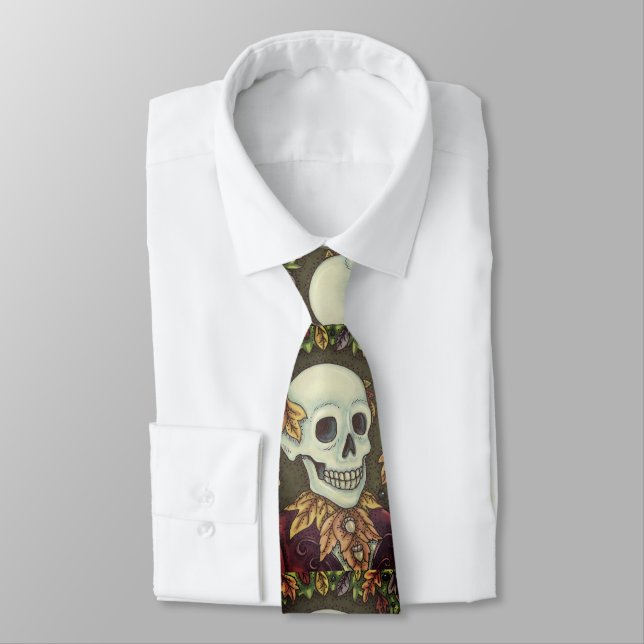 SKELETON PORTRÄTT, SKULL, HÖST LÖV NECK TIE SLIPS (Bunden)