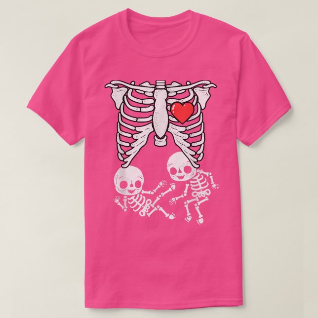 Skeleton Pregnancy Announcement Shirt Boy Twins XR T (Design framsida)