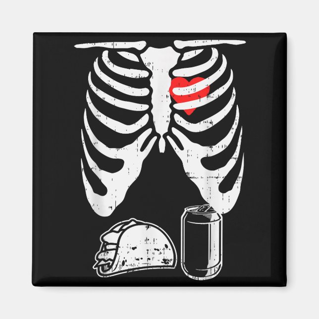 Skeleton Pregnancy Taco Beer Xray Halloween Soon D Magnet (Framsidan)
