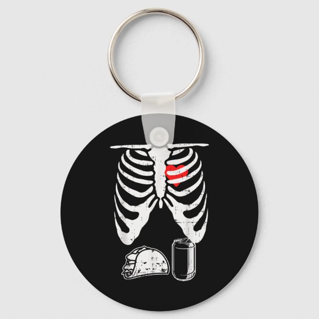 Skeleton Pregnancy Taco Beer Xray Halloween Soon D Nyckelring (Framsida)