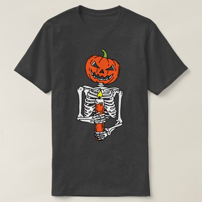 Skeleton Pumpkin Lazy Halloween Costume Scary Jack T Shirt (Design framsida)
