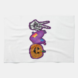 Skeleton Pumpkin Peace Kärlek Halloween Kökshandduk