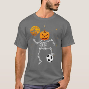 Skeleton Pumpkin Soccer Halloween Boys Girls Kids T Shirt