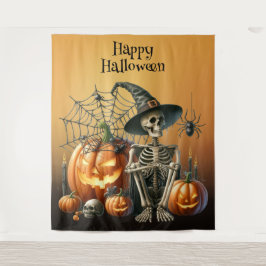 Skeleton Pumpkins Halloween BackDrop