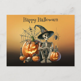 Skeleton Pumpkins Halloween-vykort Vykort