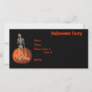 Skeleton-pumpningskort för inbjudan till halloween