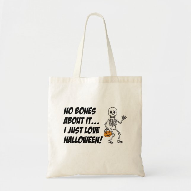 Skeleton Pun Tecknad Bus eller godis Halloween Bag Tygkasse (Framsidan)