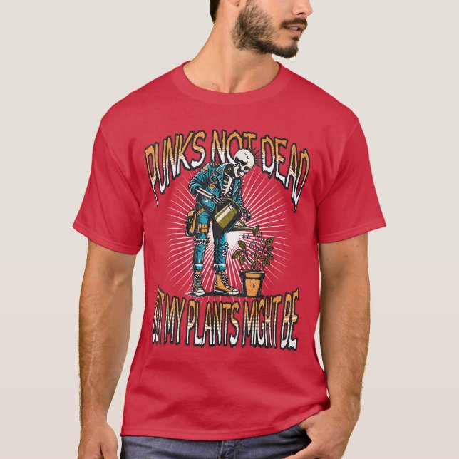 Skeleton Punk Rock Gardener Halloween Gardening 1  T Shirt (Framsida)