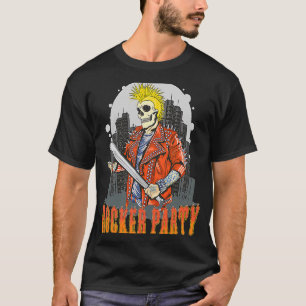 Skeleton Punk Skull Rocker Party Baseball fladderm T Shirt