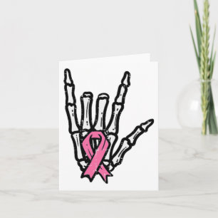 Skeleton Punk Sten Rocker Rosa Breast Cancer Medve Kort