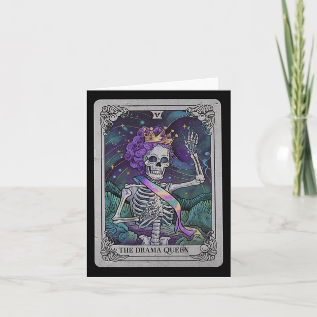 Skeleton Queen Tarot Card Gothic Witchy Halloween Kort (Framsida)