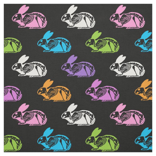 Skeleton Rabbits Mönster Tyg (Provkarta)