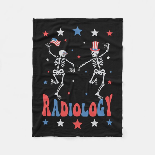 Skeleton Radiology röntgenteknik Patriotic 4:e Jul Fleecefilt (Framsidan)