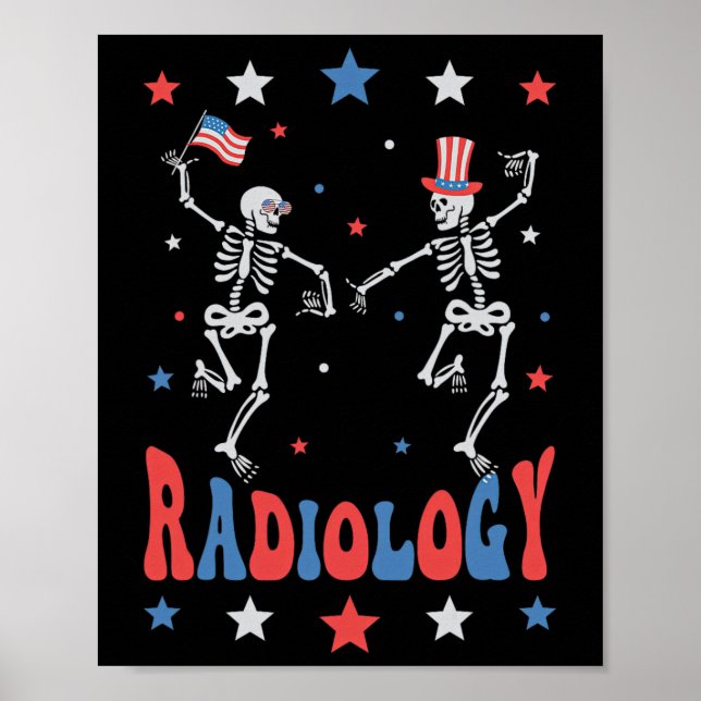 Skeleton Radiology röntgenteknik Patriotic 4:e Jul Poster (Framsidan)