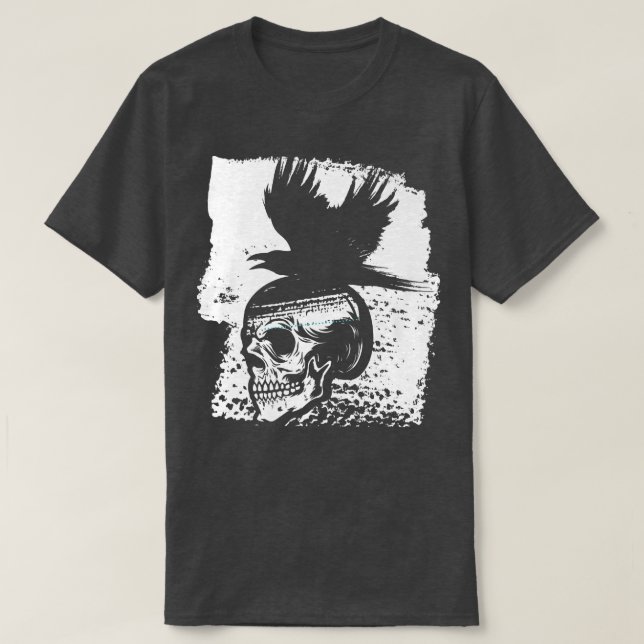 Skeleton Raven Gothic Satanism Occult Horror Djävu T Shirt (Design framsida)