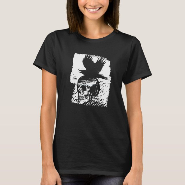 Skeleton Raven Gothic Satanism Occult Horror Djävu T Shirt (Framsida)