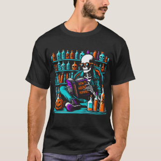 Skeleton Read Bok, Halloween Haunting T Shirt