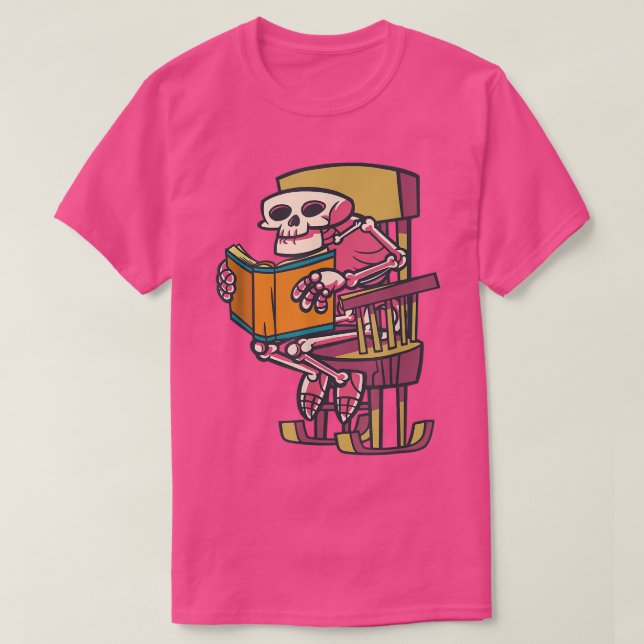 Skeleton Reading Book Lover Reading Club Librarian T Shirt (Design framsida)