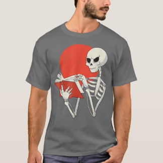Skeleton Reading Book Sunset Lover Reading Club Li T Shirt