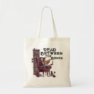Skeleton Reading Vintage Bok Tote Bag Tygkasse