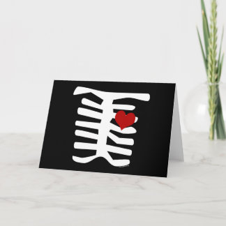 Skeleton Red Heart Kort