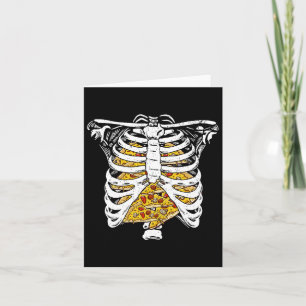 Skeleton - revbensbur med Pizzas Happy halloween d Kort