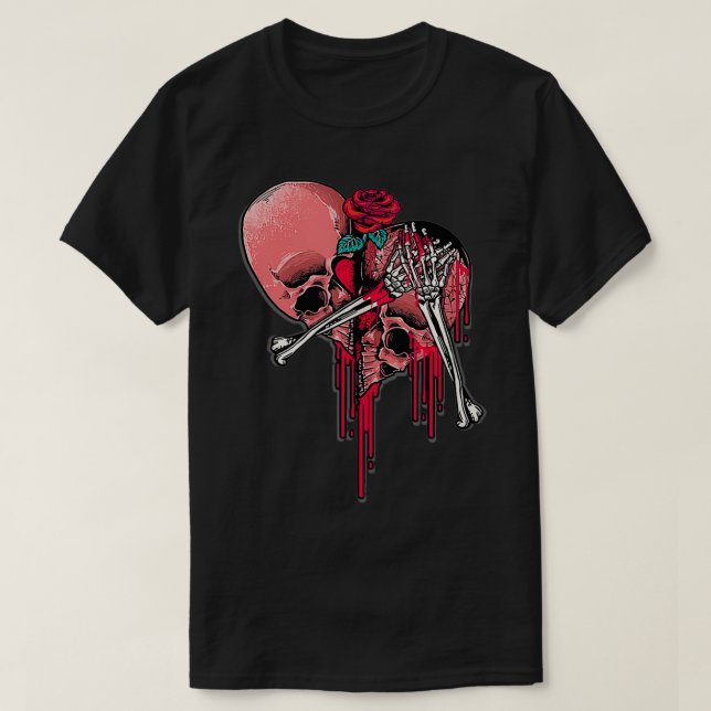 Skeleton Rib Cage Broken Heart Bloody Valentine  T Shirt (Design framsida)