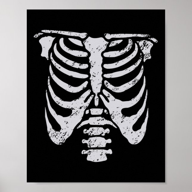 Skeleton Rib Cage Flower Easy Halloween Costume Poster (Framsidan)