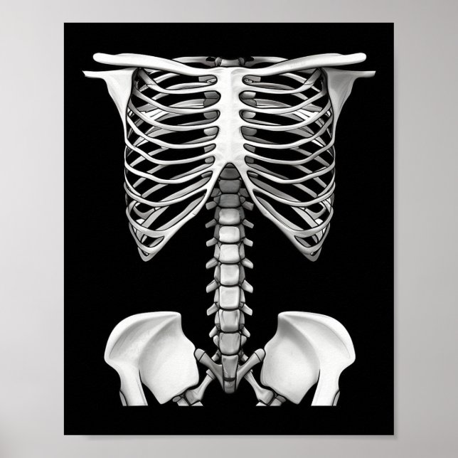 Skeleton Rib Cage Halloween Costume Gifts För mana Poster (Framsidan)