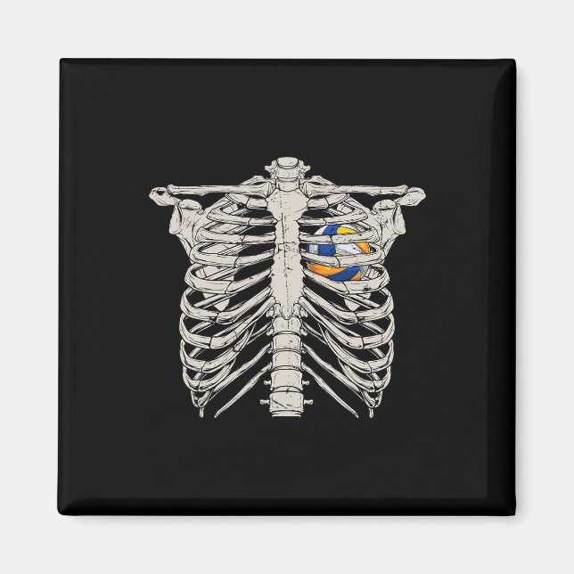 Skeleton Rib Cage Volleyll Ll Heart Lycklig Hallow Magnet (Framsidan)