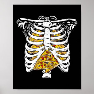 Skeleton Rib Cage with Pizzas Lycklig Hallowee Poster