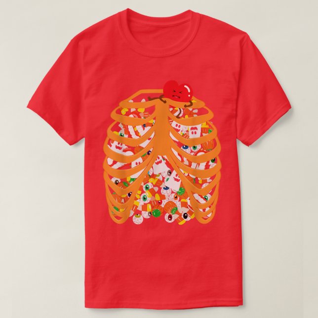 Skeleton Rib Cage Xray Candy Halloween Trick eller T Shirt (Design framsida)