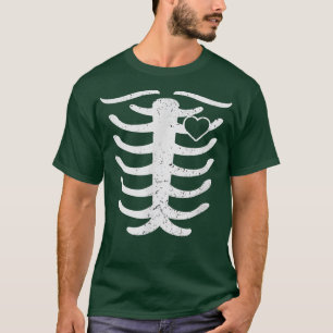 Skeleton Ribs Bones Heart  T Shirt