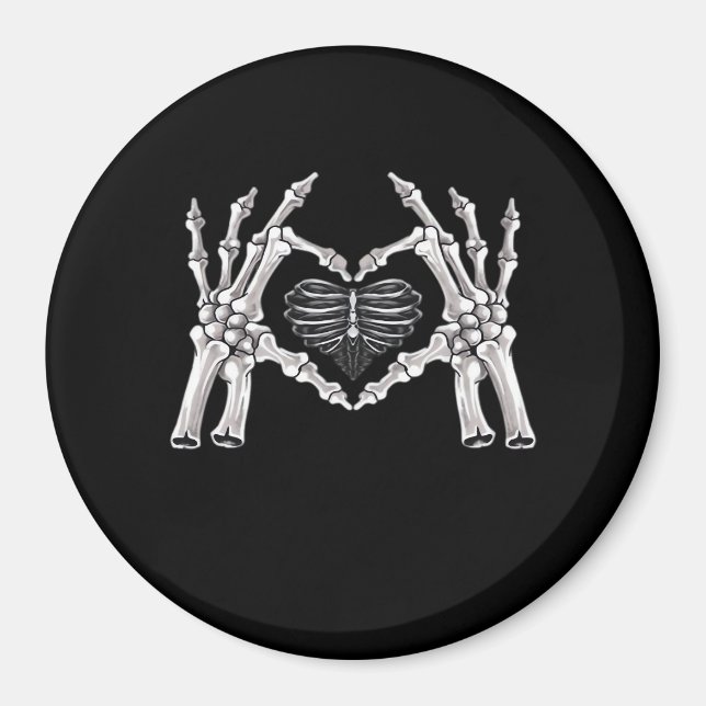 Skeleton Ribs Hand Heart-tecken Magnet (Framsidan)